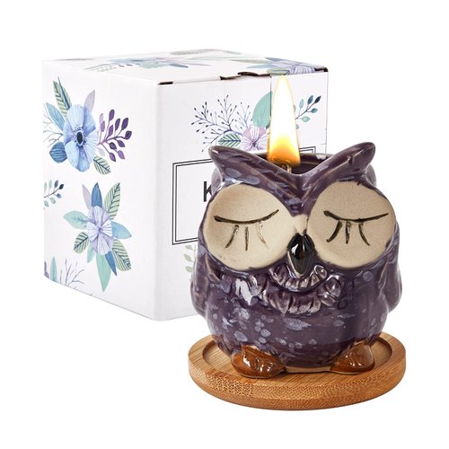 Kinforse Scented Candles Gifts for Women, Birthday Presents for Women,Owl Gifts for Women Lavender Candle, Best Friend Unique Happy Birthday Bath Candle Set Gift Ideas with Marbling Gift Box……