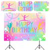 kreat4joy Gymnastics Birthday Party Decorations Backdrop, Gymnastics Birthday Party Supplies Backdrop Banner for Girl Jump Tumble Play Birthday Decorations Photography Background 5 x 3 ft