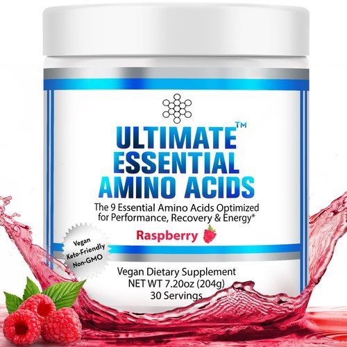 Ultimate 100% EAA Powder [Berry Flavor, 30 (5g) Servings] All 9 Essential Amino Acid Supplement with 40% Leucine in Optimized BCAA Ratio - Increase Energy, Lean Muscle & Recovery - Vegan & Keto