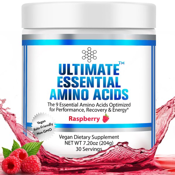 Ultimate 100% EAA Powder [Berry Flavor, 30 (5g) Servings] All 9 Essential Amino Acid Supplement with 40% Leucine in Optimized BCAA Ratio - Increase Energy, Lean Muscle & Recovery - Vegan & Keto
