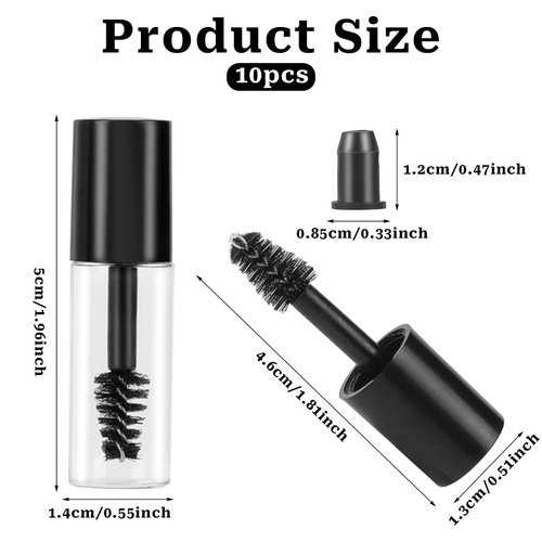 10 Pcs 3ml Empty Mascara Tube Wand Mini Eyelash Cream Container Bottle Eyelash Growth packing Tube container for Home and Travel