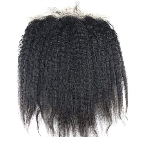 Dreambeauty 13×6" Transparent Full Lace Frontal Closure Kinky Straight Ear to Ear Free Part Unprocessed Brazilian Virgin Human Hair Extensions With Baby Hair Bleached Knots Natural Color (20 Inch)