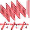 48 Pieces Hair Perm Rods Short Cold Wave Rods Plastic Perming Rods Hair Curling Rollers Curlers with Steel Pintail Comb Rat Tail Comb for Hairdressing Styling Supplies (0.51 Inch, Pink)