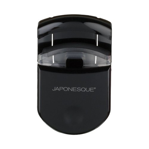 JAPONESQUE Travel Eyelash Curler, Black - Plastic Eyelash Curlers for Travel Makeup - Comes with Bonus Replacement Lash Pad - 1 Pack