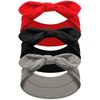 AKTVSHOW 3 Pack Bow Headbands for Women Girls Cotton Turban Vintage Criss Cross Elastic Knotted Non Slip Rabbit Ears Hairbands Hair Wrap Hair Accessories(Black,Red,Grey