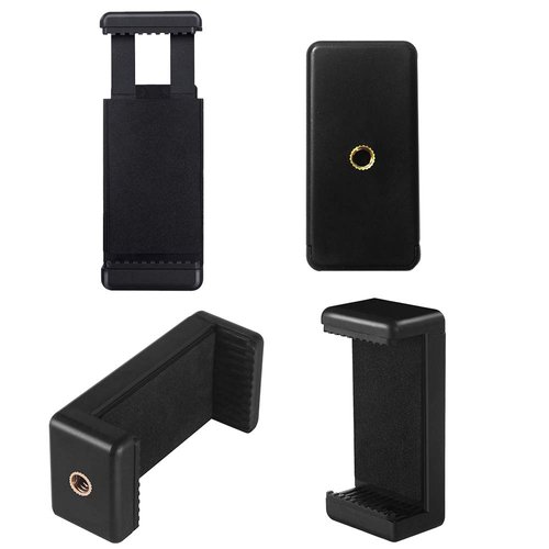 Acuvar Universal Tripod Smartphone Mounts with Dual Mounting Points for All Smartphones up to 3.5" Wide + Microfiber Cloth (4 Pack)