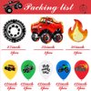 Monster Truck Theme Birthday Party Decorations Monster Truck Balloons Wheels Balloons Fire Balloons Happy Birthday Truck Shaped Balloons for Girls Boys Birthday Baby Shower Wedding Party Supplies