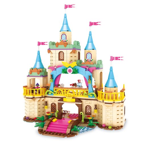 Girls Castle Building Blocks Toys for Kids, Yellow Princess Castle Construction Toys Set Building Kit for Kids Christmas Birthday Roleplay Gift Education Building Blocks Toys 807 PCS