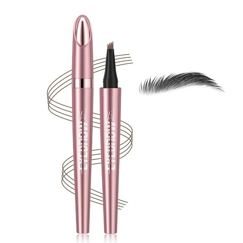 Eyebrow Pencil, Microblade Eyebrow Pen, 4-tip Microblading Eyebrow Pen, Waterproof Eye Brow Pencils for Women, Eye Makeup, Long-Lasting Micro 4-point Brow Pen (Black)