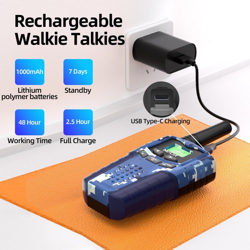 Walkie Talkies for Kids Toys for Boys, Rechargeable, 2 Pack, 3 Miles Range, 22 Channels, 2 Way Radio,Birthday Gifts for3-12 Year Old,Christmas Girls