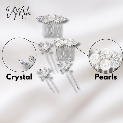 VMila Wedding Pearl Hair Comb Wedding Hair Comb Bridal Hair Accessories Pearl Flower Hair Accessories For Women Girls Wedding Hair Accessories (Pearls)