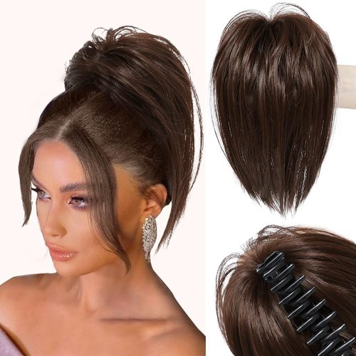 MSCHARM Messy Bun Hair Piece Claw Clip Hair Buns for Women, Chocolate Brown