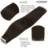 Lacer Brown Tape in Hair Extension Human Hair Dark Brown Silky Straight Double Sided Skin Weft Glue in Hair Extensions for Black Women 14 Inch 50g 20pcs