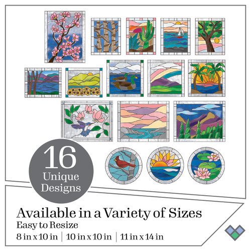 Gallery Glass, Scenery 3 Piece Pattern Set Perfect for Stained Glass DIY Arts and Crafts, 19773