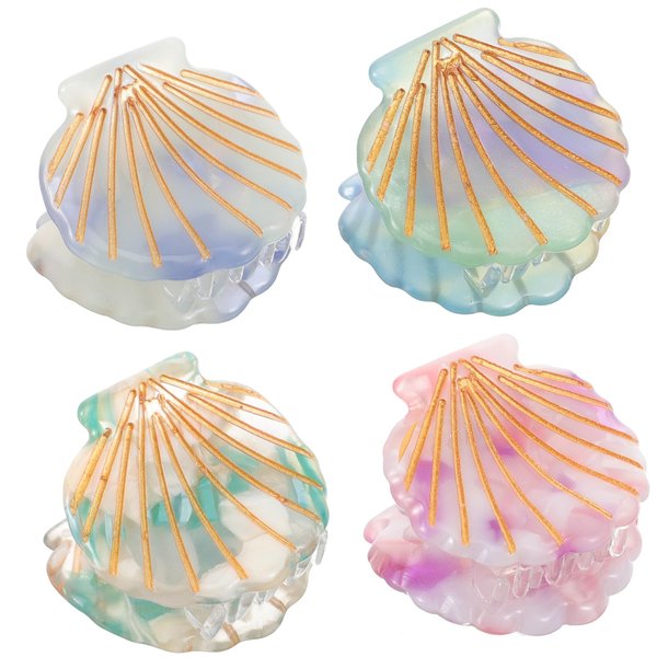 Lurrose Seashell Hair Claw Clips - Small Shell Jaw Clips, Mini Beach Hair Accessories for Mermaid Costume