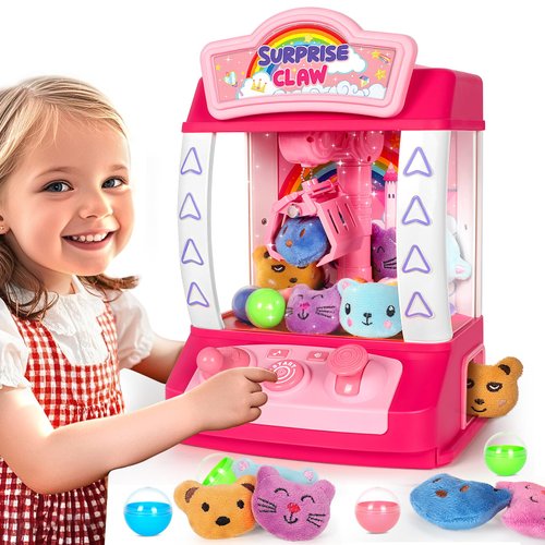 Claw Machines for Kids, Toys for 5 6 7 8 Years Olds Girls, Kids Arcade Games Mini Vending Machine with Squishy Toy Candy Dispenser Machine, for Girls Aged 3-5 6-8