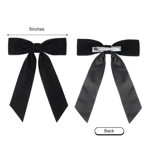2PCS Black Velvet Hair Bows Hair Clips 5" Big Fall Alligator Clips Hair Accessories for Women Girls Toddlers Kids