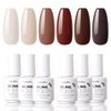 Gellen Coffee Gel Nail Polish, 6 Colors Solid Gel Polish Kit Brown Milky White Beige Colors, Trendy Warm Nail Gel Polish Set Home Salon DIY Manicure Kit