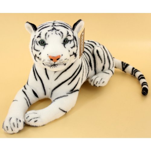 JESONN Realistic Stuffed Animals Tiger Toys Plush (White, 13.5 Inch)