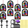 Chiisong 24 Sets Religious Cross Crafts Religious Tissue Paper Craft Kit DIY Christian Crafts Kit Resurrection Church Craft Ornaments Jesus Sunday School Craft