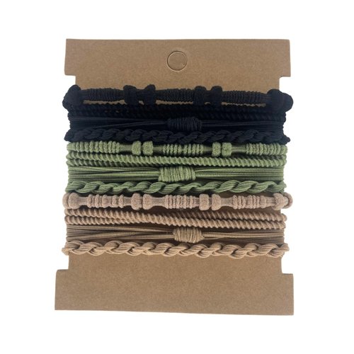 12pcs Hair Tie Bracelets, Boho Hair Ties, Hair Ties for Women, Elastic Hair Ties, Hair Bands for Ponytails (Sage Green, Beige, Black)