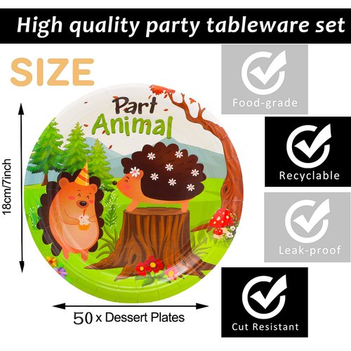 HSPAIDYP 50Pcs Hedgehog Party Supplies,Woodland Baby Shower Paper Plates 7" Hedgehog Party Dessert Plate Forest Animal Plates Boy Girl Gender Reveal Decor Hedgehog Theme Birthday Party Decor
