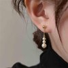 Sttiafay Vintage Pearl Drop Earrings Long Pearl Chain Earrings Gold Pearl Tassel Earrings Pearl Beaded Stud Earrings Jewelry for Women