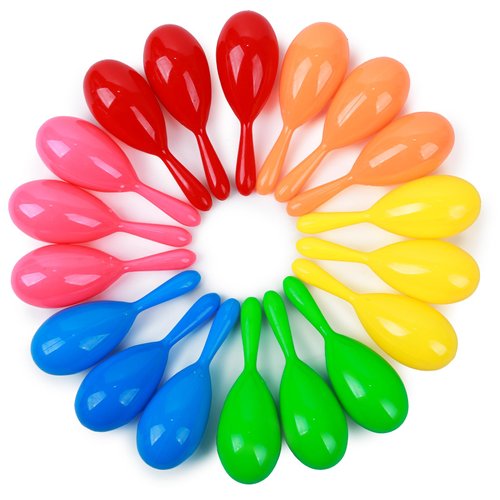 LovesTown 30pcs Mini Maracas for Kids, 4.3 Inch Plastic Colorful Maracas Toy Mexican Fiesta Luau Party Noisemaker for Cinco de Mayo Day Musical Instruments for Toddlers Party Favors