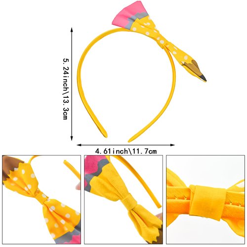 2 PACK Back To School Headband, Yellow Pencil Headbands Cute Pencil Bow Hair Band for Women Bow School Hair Band Hair Accessories Back To School Outfits
