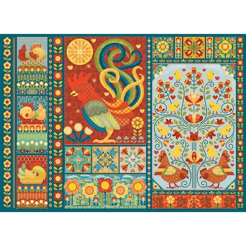 Cobble Hill 1000 Piece Puzzle - Scandi Chicken Quilt - Sample Poster Included