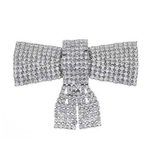 Austrian Crystal Hair Clips, White Sparkly Rhinestones Bowknot Hairpins Barrettes, Elegant Metal Hairgrip Hair Headwear Wedding Accessories for Women Girls