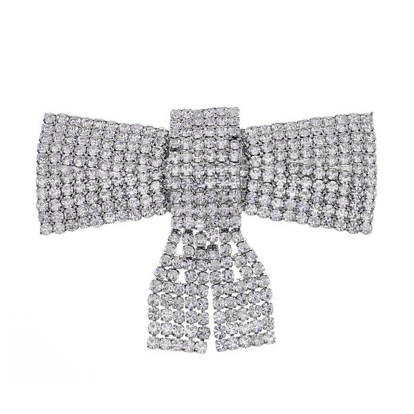 Austrian Crystal Hair Clips, White Sparkly Rhinestones Bowknot Hairpins Barrettes, Elegant Metal Hairgrip Hair Headwear Wedding Accessories for Women Girls