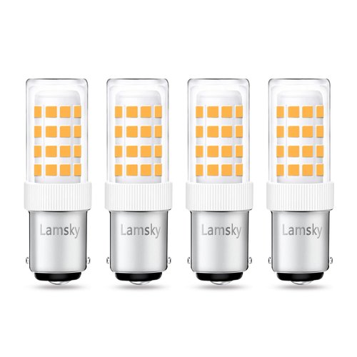 Lamsky LED BA15D Double Contact Bayonet Base 120 Volts 4W Led Light Bulb,T3/T4/C7/S6,Warm White 2700K,LED 40W Halogen Replacement Bulb,No-Dimmable(4-Pack)