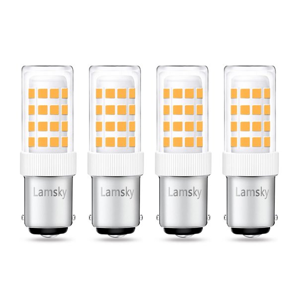 Lamsky LED BA15D Double Contact Bayonet Base 120 Volts 4W Led Light Bulb,T3/T4/C7/S6,Warm White 2700K,LED 40W Halogen Replacement Bulb,No-Dimmable(4-Pack)