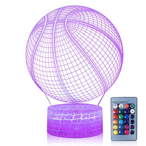 AZALCO Basketball Night Light,3D Illusion Lamp 16 Color Changing&Dimming by Remote Control or Smart Touch LED Bedside Lamps,Sports Decor for Boys Bedroom Girls Kids Teens Birthday Holiday Xmas Gifts