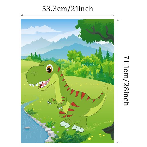 Morcheiong Pin The Tail on The Dinosaur Party Game with 48pcs Tails for Dinosaur Party Favors Kids Birthday Party Supplies Boys Party Decorations
