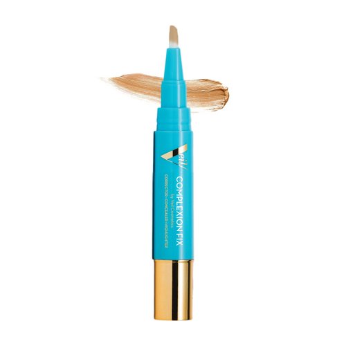 Veil Cosmetics - Complexion Fix Concealer - Liquid Concealer for Under Eye + Dark Circles - Highlight, Contour, Correct - Anti-Aging - Vegan Makeup Pen - Hydrating Lightweight (4P Tan Pink)