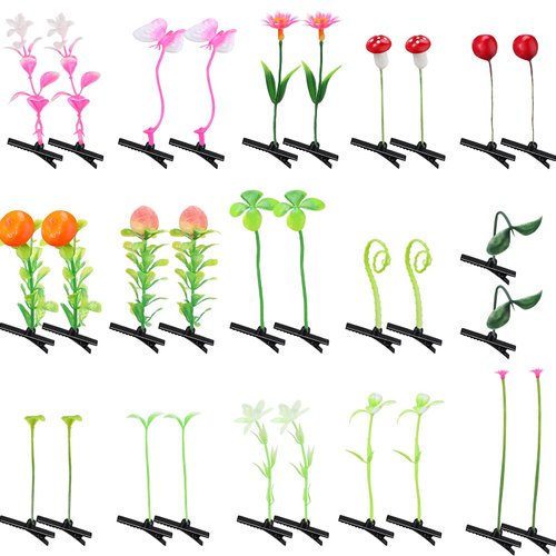 30 Pcs Bean Sprout Hair Clips Mixed Style Plant Hairpins Flower Plant Hair Clip Little Grass Barr...
