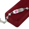 My Identity Doctor Medical Alert Bracelet for Women with Free Custom Engraving, Steel Heart-Link Chain CZ Stone, Pink Medic ID | Wrist Size 9 inch