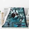 Whale Blanket Ocean Whale Gifts for Boys Men sea Ocean Animal Whale Throw Blanket for Couch Sofa Bed Soft Warm Flannel Fleece for Girls Kids Adults 40"x50"