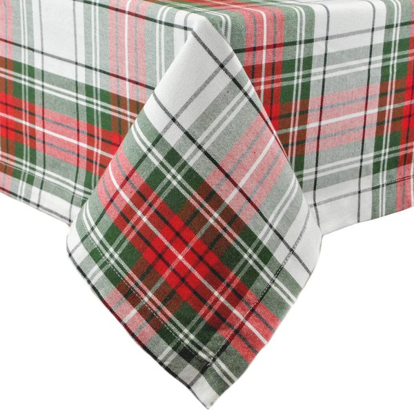 DII Tartan Plaid Collection Holiday Dining Table & Kitchen Décor, Rectangle Christmas Tablecloth, 60x84, Red, Green & White