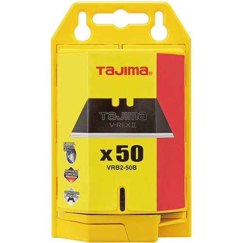 Tajima VRB2-50B V-REX II Premium Tempered Steel Utility Knife Blades, 50-Pack