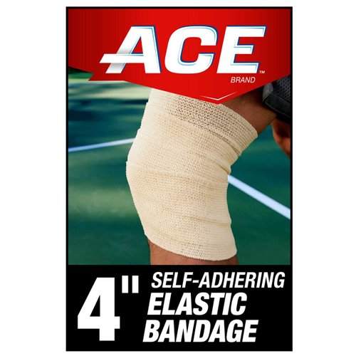 ACE 4 Inch Self-Adhering Elastic Bandage, No Clips, Beige, Great for Leg, Shoulder and More, 1 Count