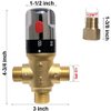Thermostatic Mixing Valve with 1/2 NPT Male Connections,Water Temperature Control Valve,Solid Brass