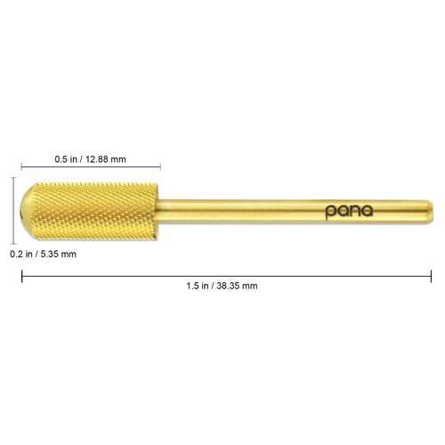 Pana 3/32" Small Smooth Top Nail Carbide Bit - Gold Color (Grit: Extra Fine - XF) for Electric Dremel Drill Machine