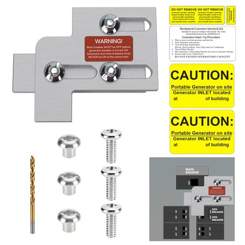 PFCKE Generator Interlock Kit Compatibles with Square D QO & Homeline Indoor or Outdoor 100 or 125 amp Panels,3/4 Inch Spacing Between Main and Branch Breaker（SD100A）