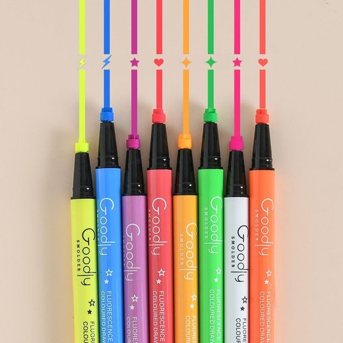 Goodly Smolder 8 Colors Master Precise UV Glow 2 IN 1 Liquid Eyeliner Set, Matte Colored Eyeliners Pen, Colorful Waterproof Smudge-proof Pigmented Graphic Liners.