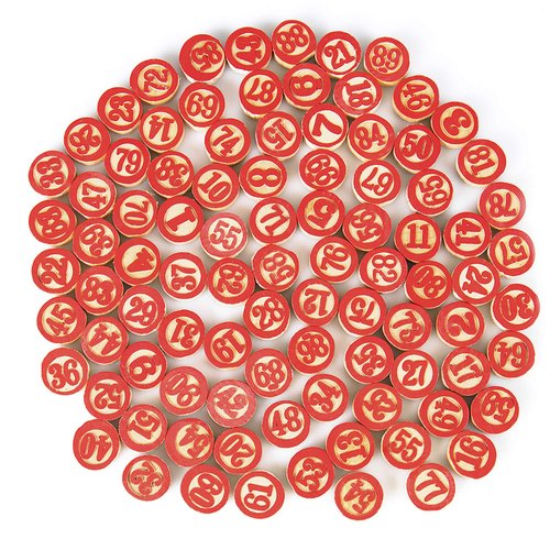 Vintage Tombola Italian Game Tombolini Tiles, (90 pcs) | Rustic Wooden Bingo Chips, Numbers 1-90 for Lottery, Custom DIY Board Game Pieces, and Arts & Crafts | Traditional, Holiday, & Wedding Games