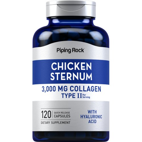 Piping Rock Chicken Sternum Type II Collagen Supplement | 3000mg | 120 Capsules | with Hyaluronic Acid | Non-GMO, Gluten Free