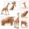 EYSCOTA Giraffe Toy Figurines Set, 4 PCS Plastic Giraffe Figures and Calf, Realistic Wild Animals Giraffe Cake Topper Easter Birthday Gifts Jungle Animals Decor for Kids